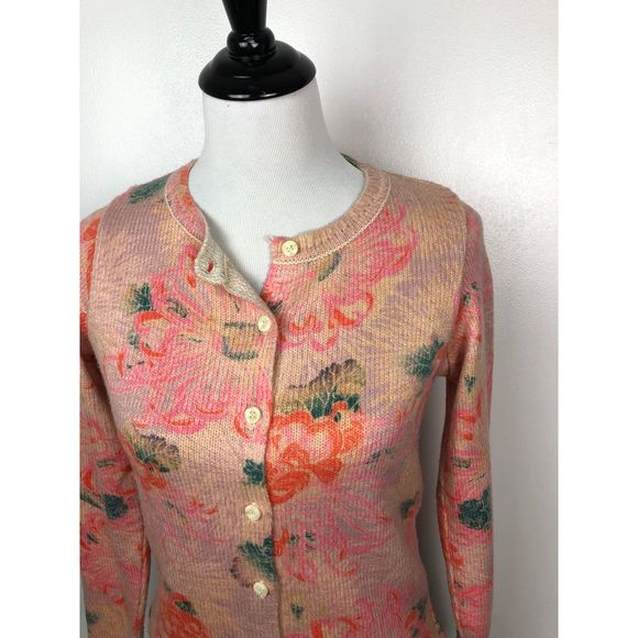 Anthropologie Postmark Devon Pink Floral Cardigan - Picture 3 of 7